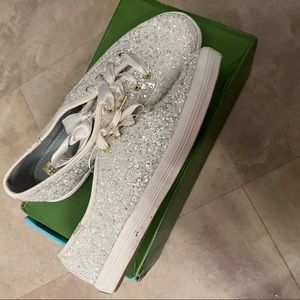 Keds x Kate Spade white sparkly sequin sneaker